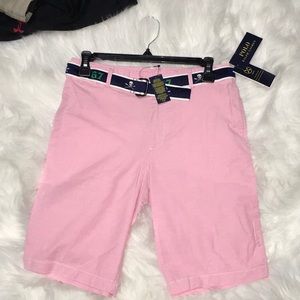 BNWT BOYS RL POLO CHINO PINK SHORTS WITH BELT SZ16
